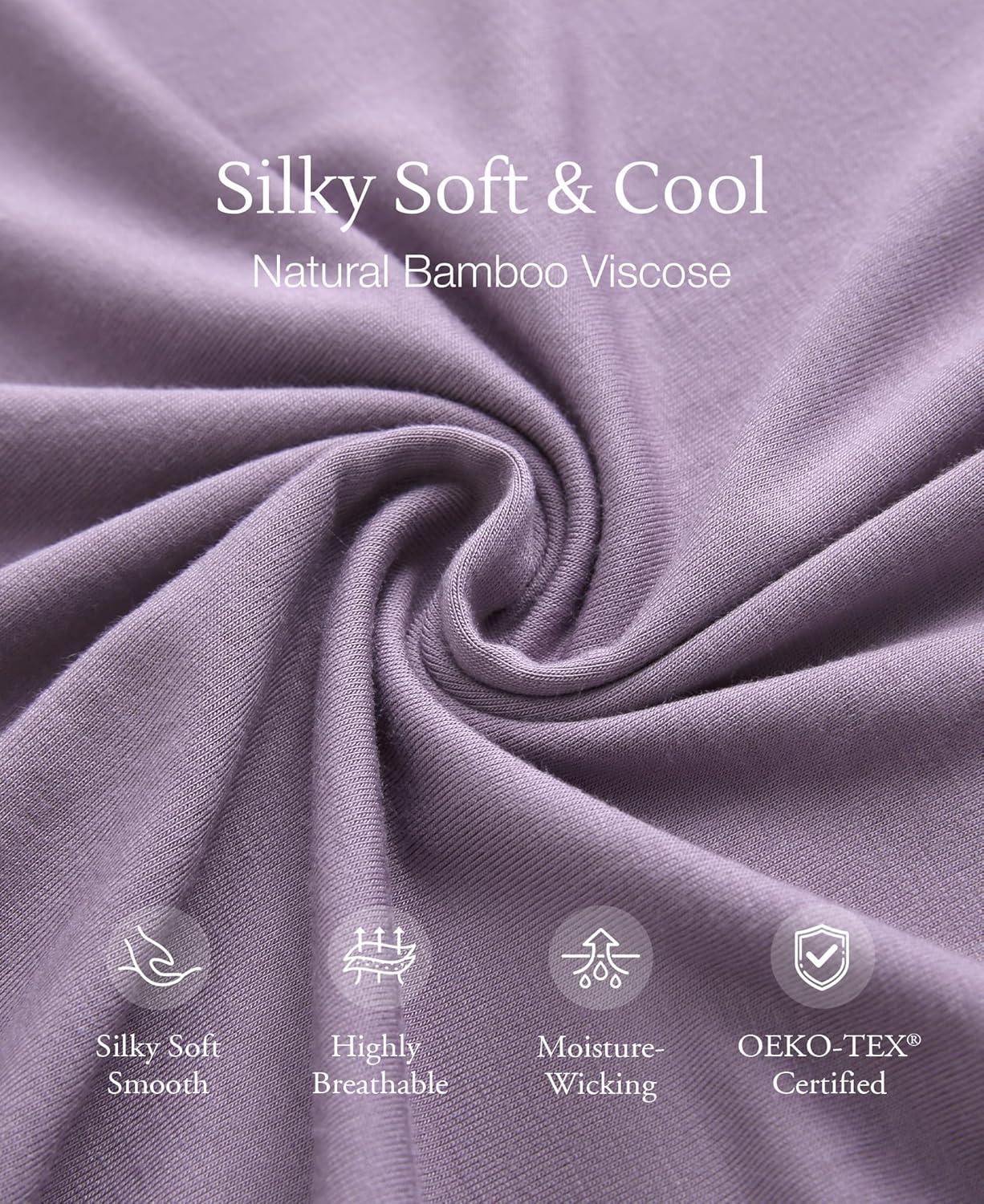 imageGYS Womens Bamboo Viscose Kimono Robes Soft Knit Bathrobe with Pockets and Fixed Waist Belt for Spa Hotel amp HomeViolet