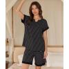 GYS Bamboo Viscose Womens Pajama Sets 2 Piece, Soft Short Sleeve Shirt and Bermuda Shorts Pajamas Set Lounge Sets(Black Stripe)