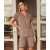 GYS Bamboo Viscose Womens Pajama Sets 2 Piece, Soft Short Sleeve Shirt and Bermuda Shorts Pajamas Set Lounge Sets(Camel)