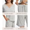 GYS Bamboo Viscose Womens Pajama Sets 2 Piece, Soft Short Sleeve Shirt and Bermuda Shorts Pajamas Set Lounge Sets(Grey Stripe)