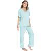 GYS Cooling Bamboo Viscose Pajamas Women Lightweight PJs Sets Moisture-Wicking Sleepwear for Hot Sleepers(Aqua)