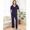 GYS Cooling Bamboo Viscose Pajamas Women Lightweight PJs Sets Moisture-Wicking Sleepwear for Hot Sleepers(Navy)