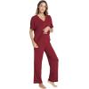 GYS Cooling Bamboo Viscose Pajamas Women Lightweight PJs Sets Moisture-Wicking Sleepwear for Hot Sleepers(Wine Red)