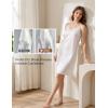 GYS Full Slip for Women Under Dress Non Cling Anti-Static Adjustable Spaghetti Strap Basic Cami Slip Dress(White/Knee-length)
