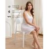 GYS Full Slip for Women Under Dress Non Cling Anti-Static Adjustable Spaghetti Strap Basic Cami Slip Dress(White/Knee-length)
