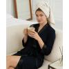 GYS Women’s Bamboo Viscose Kimono Robes Soft Knit Bathrobe with Pockets and Fixed Waist Belt for Spa, Hotel & Home(Black)