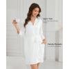 GYS Women’s Bamboo Viscose Kimono Robes Soft Knit Bathrobe with Pockets and Fixed Waist Belt for Spa, Hotel & Home(White)