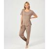 GYS Womens Cooling Bamboo Viscose Pajamas Set Summer Short Sleeve PJs Sets Moisture-Wicking Sleepwear for Night Sweats(Camel)
