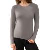 GYS Women’s Pajama Tops Bamboo Viscose Soft and Moisture-Wicking Long Sleeve Underwear Base Layer(Crew Neck-grey)