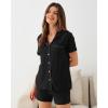 GYS Women’s Pajama Set Bamboo Viscose Short Sleeve Button Down 2 Piece Sleep Sets(Black)