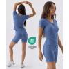 GYS Bamboo Viscose Pajama Sets for Women 2 Piece, Matching Fitted Loungewear, Buttery-soft Comfywear Summer Pjs Set(Grayish Blue)