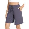 GYS Women’s Bamboo Viscose Bermuda Pajama Shorts – Soft Sleep Lounge Shorts with Pockets for Summer(Dark Grey)