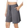 GYS Women’s Bamboo Viscose Bermuda Pajama Shorts – Soft Sleep Lounge Shorts with Pockets for Summer(Dark Heather Grey)