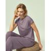 GYS Women’s Bamboo Viscose Pajama Sets – Cooling Short Sleeve Sleepwear for Hot Sleepers, Super Soft Summer Matching Pjs(Violet)