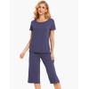 LazyCozy Bamboo Viscose Capri Pajamas for Women Cooling Summer Pajama Sets for Hot Sleeper Super Soft Pj Set(Air Purple)