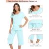 LazyCozy Bamboo Viscose Capri Pajamas for Women Cooling Summer Pajama Sets for Hot Sleeper Super Soft Pj Set(Aqua)