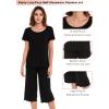 LazyCozy Bamboo Viscose Capri Pajamas for Women Cooling Summer Pajama Sets for Hot Sleeper Super Soft Pj Set(Black)