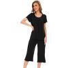 LazyCozy Bamboo Viscose Capri Pajamas for Women Cooling Summer Pajama Sets for Hot Sleeper Super Soft Pj Set(C – Black)