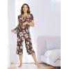 LazyCozy Bamboo Viscose Capri Pajamas for Women Cooling Summer Pajama Sets for Hot Sleeper Super Soft Pj Set(C – Coffee)