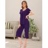LazyCozy Bamboo Viscose Capri Pajamas for Women Cooling Summer Pajama Sets for Hot Sleeper Super Soft Pj Set(C – Dark Purple)
