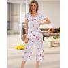 LazyCozy Bamboo Viscose Capri Pajamas for Women Cooling Summer Pajama Sets for Hot Sleeper Super Soft Pj Set(C – Grey Flowers)