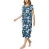 LazyCozy Bamboo Viscose Capri Pajamas for Women Cooling Summer Pajama Sets for Hot Sleeper Super Soft Pj Set(C – Ink Blue Flowers)