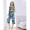 LazyCozy Bamboo Viscose Capri Pajamas for Women Cooling Summer Pajama Sets for Hot Sleeper Super Soft Pj Set(C – Ink Blue Flowers)