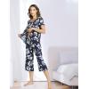 LazyCozy Bamboo Viscose Capri Pajamas for Women Cooling Summer Pajama Sets for Hot Sleeper Super Soft Pj Set(C – Navy Flowers)