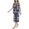 LazyCozy Bamboo Viscose Capri Pajamas for Women Cooling Summer Pajama Sets for Hot Sleeper Super Soft Pj Set(C – Navy Flowers)