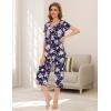 LazyCozy Bamboo Viscose Capri Pajamas for Women Cooling Summer Pajama Sets for Hot Sleeper Super Soft Pj Set(C – Navy Peony)