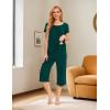 LazyCozy Bamboo Viscose Capri Pajamas for Women Cooling Summer Pajama Sets for Hot Sleeper Super Soft Pj Set(C – Peacock Green)