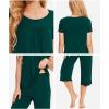LazyCozy Bamboo Viscose Capri Pajamas for Women Cooling Summer Pajama Sets for Hot Sleeper Super Soft Pj Set(C – Peacock Green)