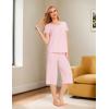 LazyCozy Bamboo Viscose Capri Pajamas for Women Cooling Summer Pajama Sets for Hot Sleeper Super Soft Pj Set(C – Pink)