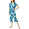 LazyCozy Bamboo Viscose Capri Pajamas for Women Cooling Summer Pajama Sets for Hot Sleeper Super Soft Pj Set(C – Teal Blue)