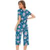 LazyCozy Bamboo Viscose Capri Pajamas for Women Cooling Summer Pajama Sets for Hot Sleeper Super Soft Pj Set(C – Teal Blue Flowers)