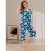 LazyCozy Bamboo Viscose Capri Pajamas for Women Cooling Summer Pajama Sets for Hot Sleeper Super Soft Pj Set(C – Teal Blue Flowers)