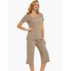 LazyCozy Bamboo Viscose Capri Pajamas for Women Cooling Summer Pajama Sets for Hot Sleeper Super Soft Pj Set(Camel)