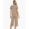 LazyCozy Bamboo Viscose Capri Pajamas for Women Cooling Summer Pajama Sets for Hot Sleeper Super Soft Pj Set(Camel)