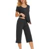 LazyCozy Bamboo Viscose Capri Pajamas for Women Cooling Summer Pajama Sets for Hot Sleeper Super Soft Pj Set(Dark Heather Grey)