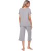 LazyCozy Bamboo Viscose Capri Pajamas for Women Cooling Summer Pajama Sets for Hot Sleeper Super Soft Pj Set(Heather Grey)