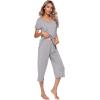 LazyCozy Bamboo Viscose Capri Pajamas for Women Cooling Summer Pajama Sets for Hot Sleeper Super Soft Pj Set(Heather Grey)