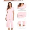 LazyCozy Bamboo Viscose Capri Pajamas for Women Cooling Summer Pajama Sets for Hot Sleeper Super Soft Pj Set(Pink)
