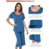 LazyCozy Bamboo Viscose Capri Pajamas for Women Cooling Summer Pajama Sets for Hot Sleeper Super Soft Pj Set(Prussian Blue)