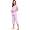 LazyCozy Bamboo Viscose Capri Pajamas for Women Cooling Summer Pajama Sets for Hot Sleeper Super Soft Pj Set(Purple)