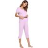 LazyCozy Bamboo Viscose Capri Pajamas for Women Cooling Summer Pajama Sets for Hot Sleeper Super Soft Pj Set(Purple)
