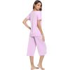 LazyCozy Bamboo Viscose Capri Pajamas for Women Cooling Summer Pajama Sets for Hot Sleeper Super Soft Pj Set(Purple)
