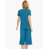 LazyCozy Bamboo Viscose Capri Pajamas for Women Cooling Summer Pajama Sets for Hot Sleeper Super Soft Pj Set(Teal Blue)