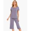 LazyCozy Bamboo Viscose Capri Pajamas for Women Cooling Summer Pajama Sets for Hot Sleeper Super Soft Pj Set(Violet)