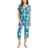 LazyCozy Bamboo Viscose Capri Pajamas for Women Cooling Summer Pajama Sets for Hot Sleeper Super Soft Pj Set(C – Teal Blue)
