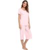 LazyCozy Bamboo Viscose Capri Pajamas for Women Cooling Summer Pajama Sets for Hot Sleeper Super Soft Pj Set(Pink)